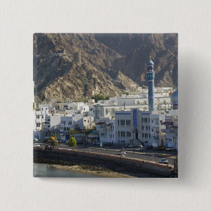 Oman, Muscat, Mutrah. Buildings along Mutrah 15 Cm Square Badge