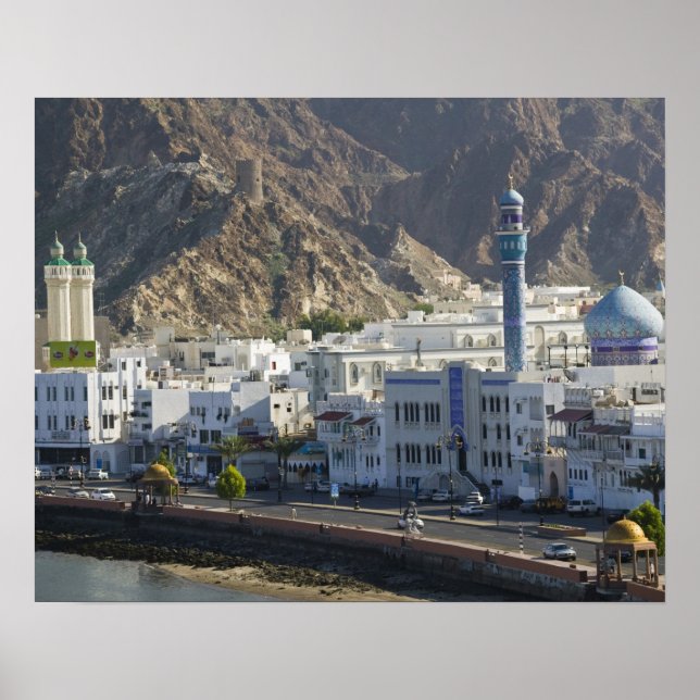 Oman, Muscat, Mutrah. Buildings along Mutrah Poster (Front)