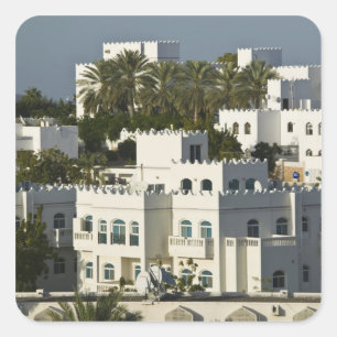 Oman, Muscat, Qurm. Buildings of Qurm Area / Square Sticker