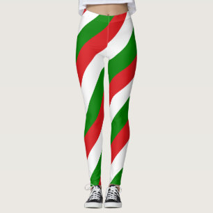 Oman National Flag Colours Diagonal Striped Leggings
