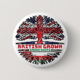 Oman Omani British UK Tree Roots Flag 6 Cm Round Badge