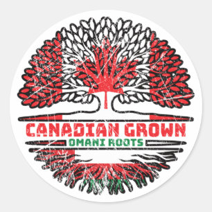 Oman Omani Canadian Canada Tree Roots Flag Classic Round Sticker