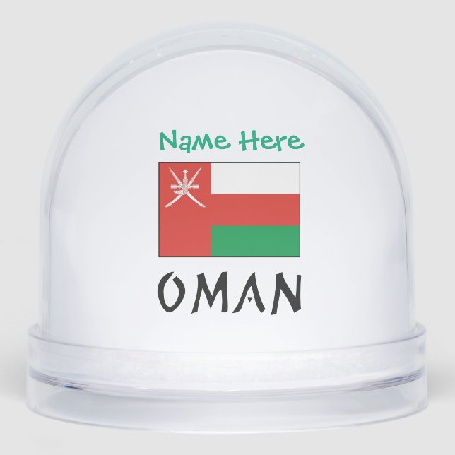 Oman Omani Flag Green Personalisation  Snowglobe (Front)