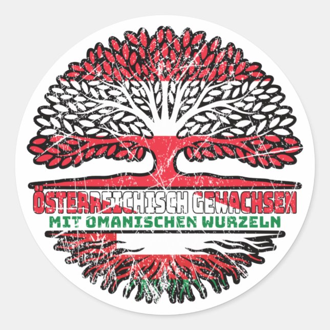 Oman Omanisch Österreichisch Österreich Baum Classic Round Sticker (Front)
