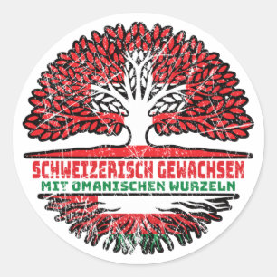 Oman Omanisch Schweizer Baum Wurzel und Schweizer Classic Round Sticker