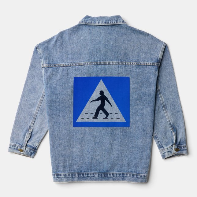 Omani pedestrian crossing sign - Muscat, Oman Denim Jacket (Back)