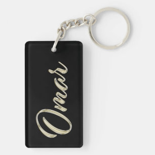 Omar Name whitegold key trailer Ring