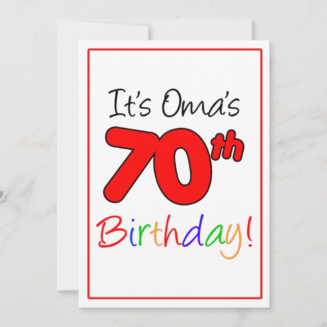 Oma's 70th Milestone Birthday Party Celebration Invitation (Front)