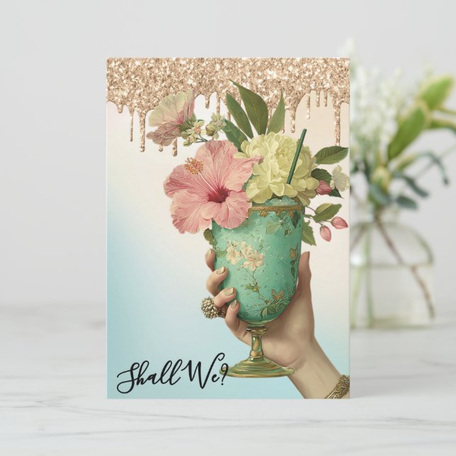 *~* Ombre 10A101 PHOTO  Cocktail  BACHELORETTE  Invitation (Standing Front)