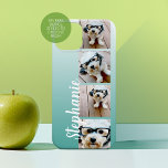 Ombre 4 Square Photos Handwritten - CAN EDIT blue iPhone 16 Case<br><div class="desc">Pastel Background - Add your favourite photos to this strip for a fun memory keeper. An artistic way to display your best photo sharing pics.</div>