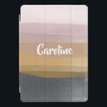 Ombre Abstract Watercolor Stripes in Dusty Lilac iPad Pro Cover<br><div class="desc">A simple,  modern design of watercolor brush strokes in a pretty muted colour palette of grey,  gold,  and blush,  personalised with your name.</div>