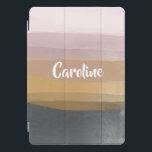 Ombre Abstract Watercolor Stripes in Dusty Lilac iPad Pro Cover<br><div class="desc">A simple,  modern design of watercolor brush strokes in a pretty muted colour palette of grey,  gold,  and blush,  personalised with your name.</div>