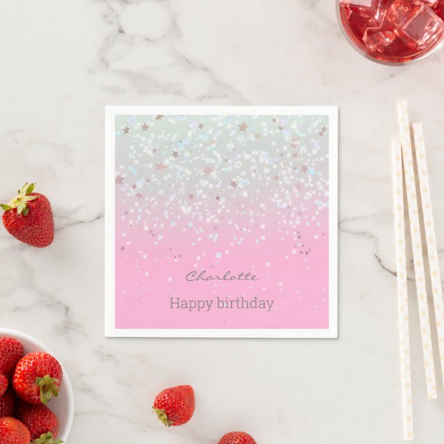Ombre and Glitter Birthday Napkin (Insitu)