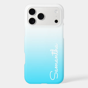 Ombre Aqua Blue White Girly Personalized Name