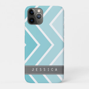 Ombre Aqua Zig Zag Chevrons Pattern iPhone 11 Pro Case