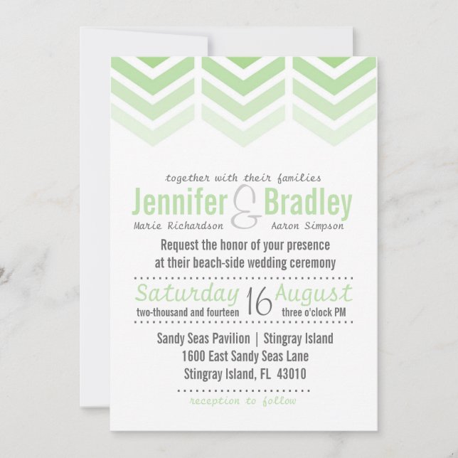 Ombre Arrows Modern Chevron Wedding Invitation (Front)