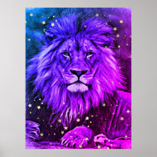 *~* Ombre Artsy  Artistic Celestial LION AP23  Poster