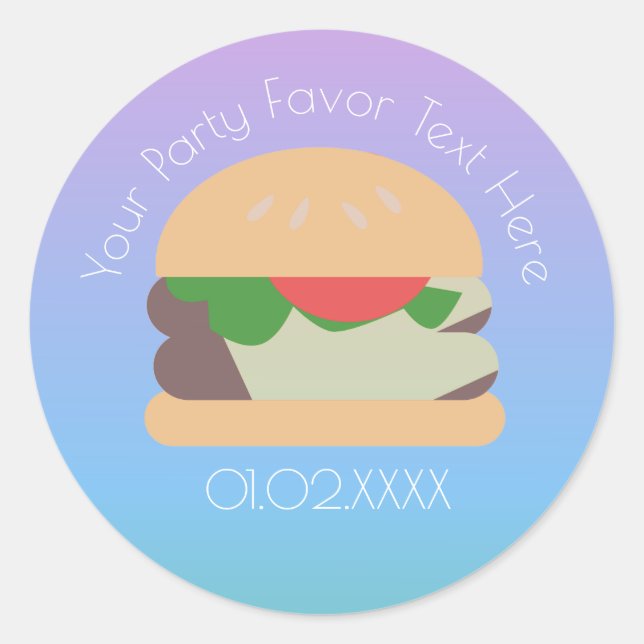 Ombre BBQ Hamburger Thank You Classic Round Sticker (Front)