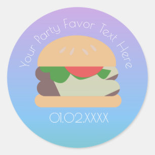 Ombre BBQ Hamburger Thank You Classic Round Sticker