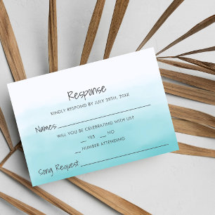 Ombre Beach Destination Ocean Tropical Wedding RSVP Card