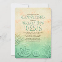 Ombre beach rehearsal dinner - teal sand dollar