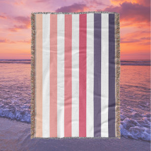 Ombre Beach Sunset Stripe Dusky Pinks & Purples Throw Blanket