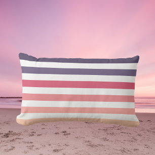 Ombre Beach Sunset Stripes Dusky Purple & Pink Lumbar Cushion