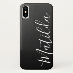 Ombre Black Dark Gray Plain Personalized Name iPhone X Case
