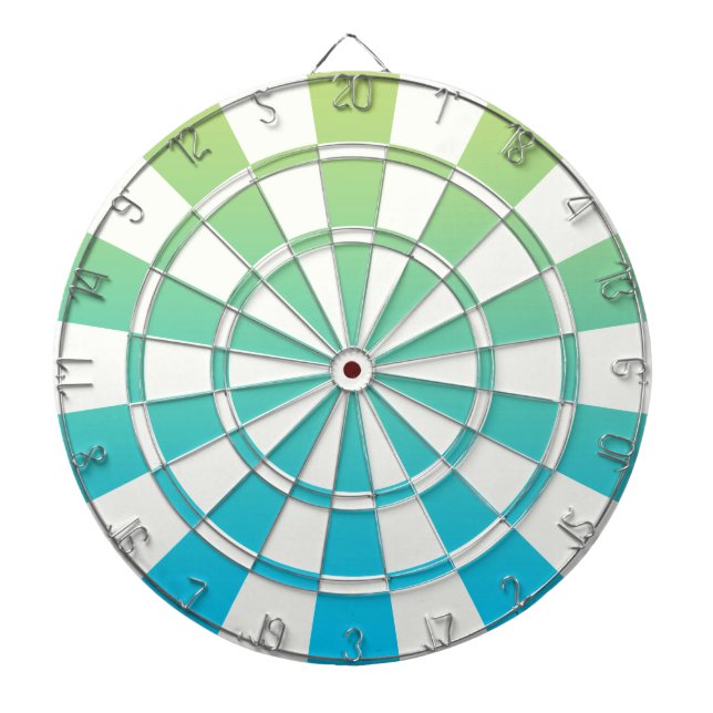 Ombre Blue Green And White Dartboard (Front)