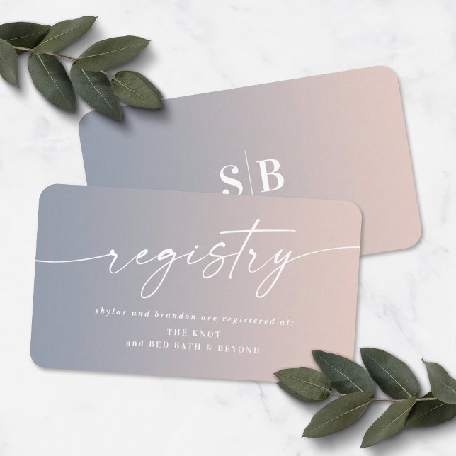 Ombre Blue & Pink Wedding Shower Gift Registry Enclosure Card (Creator Uploaded)