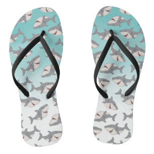 Ombre Blue Shark Pattern Beach Thongs Flip Flops