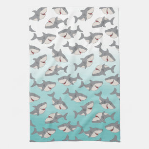 Ombre Blue Shark Pattern Cleaning Cloth Kitchen