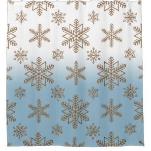 Ombre Blue Snowflake    Shower Curtain