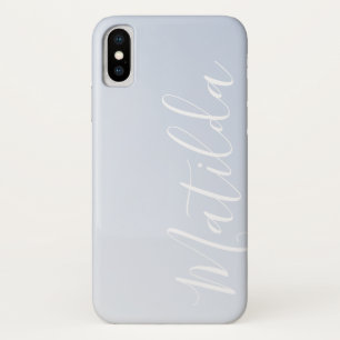 Ombre Blue Violet Grey Personalised Name iPhone X Case