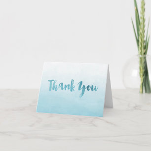 Ombre Blue Watercolor Thank You Card