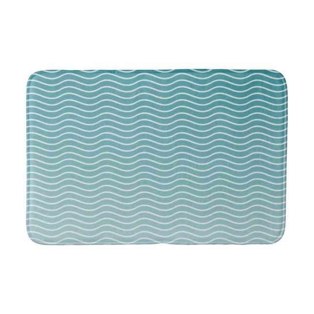 Ombre Blue waves Bath Mat (Front)