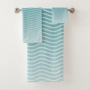 Ombre Blue waves Bath Towel Set