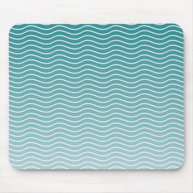 Ombre Blue waves Mouse Pad (Front)