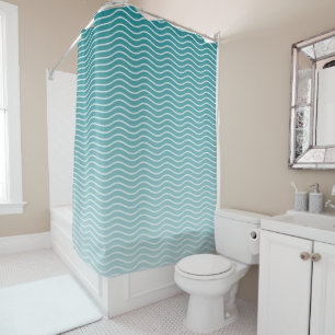 Ombre Blue waves Shower Curtain