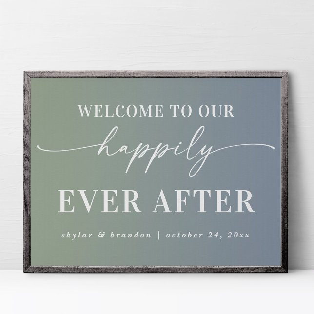 Ombre Blue Welcome To Our Happily Ever After Sign (Creator Uploaded)