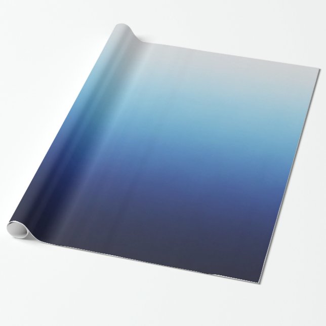 Ombre Blue Wrapping Paper (Unrolled)