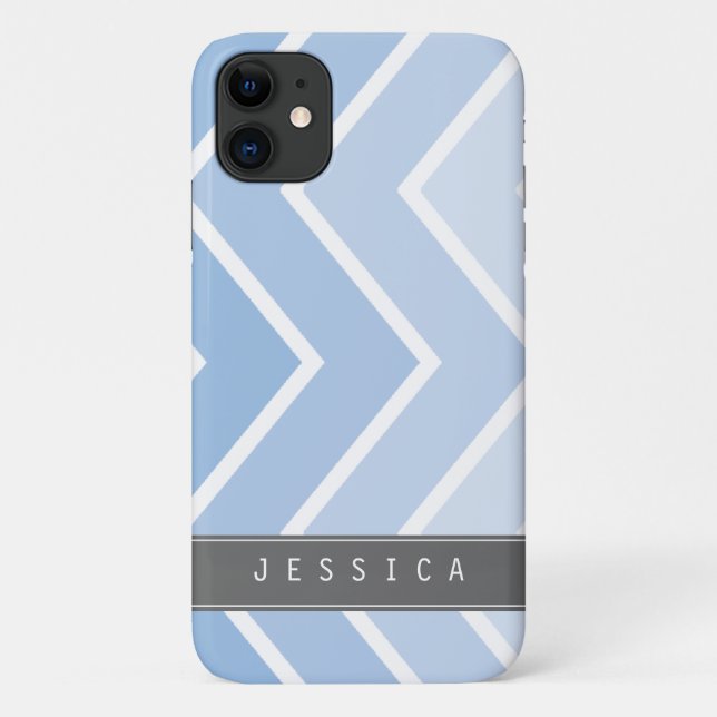 Ombre Blue Zig Zag Chevrons Pattern Case-Mate iPhone Case (Back)