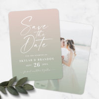 Ombre Blush & Green with Script Photo Wedding