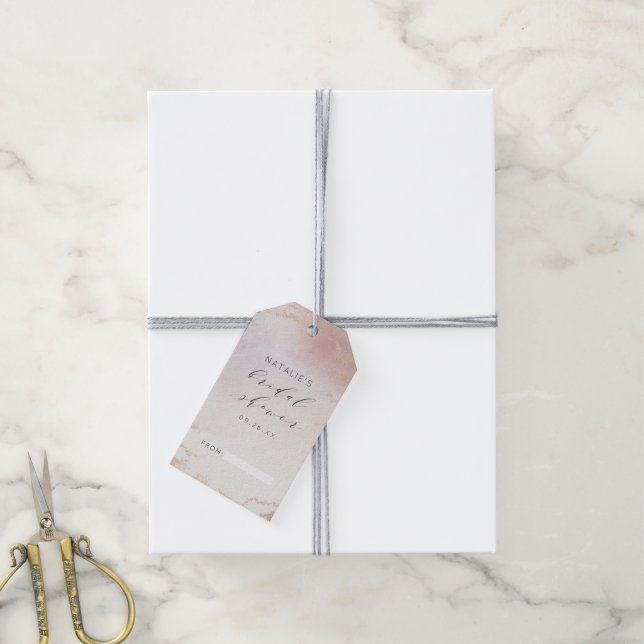 Ombre Blush Pink Frosted Bridal Display Shower Gift Tags (With Twine)
