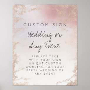 Ombre Blush Pink Frosted Custom Text Event Sign