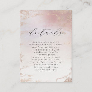 Ombre Blush Pink Frosted Foil Wedding Details Enclosure Card