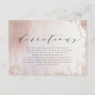 Ombre Blush Pink Frosted Foil Wedding Directions Enclosure Card