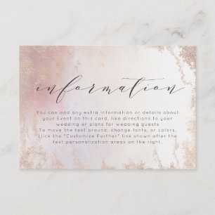 Ombre Blush Pink Frosted Foil Wedding Information Enclosure Card