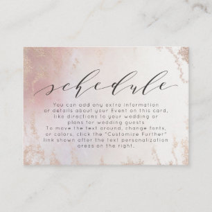 Ombre Blush Pink Frosted Foil Wedding Schedule Enclosure Card