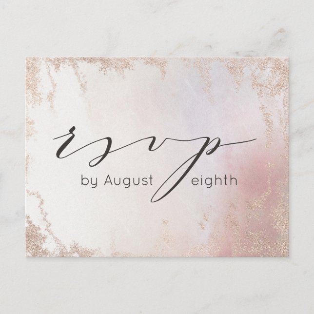 Ombre Blush Pink Frosted Wedding Meal Choice RSVP Postcard (Front)
